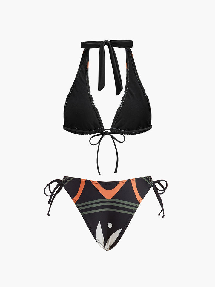 Halter Neck Bikini-Set mit Bindebändern