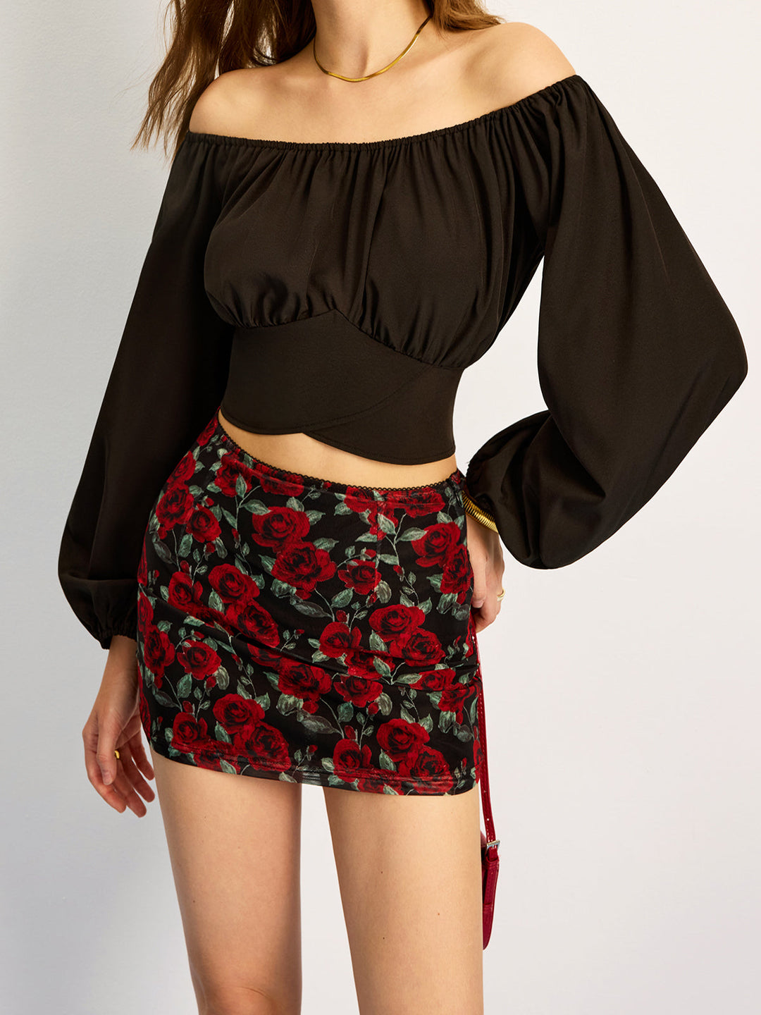 Off-Shoulder-Bluse mit Bindeband hinten