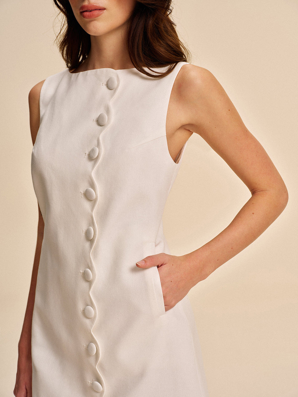 Button-Detail A-Linien Kleid