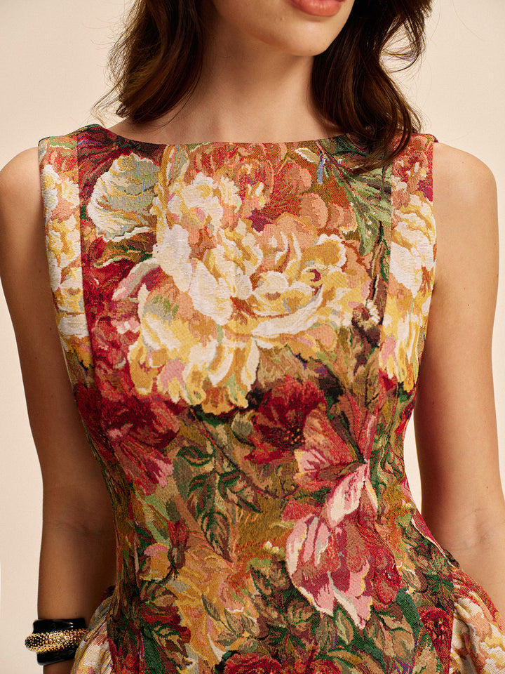 Blumen-Maxikleid mit rückenfreiem Design