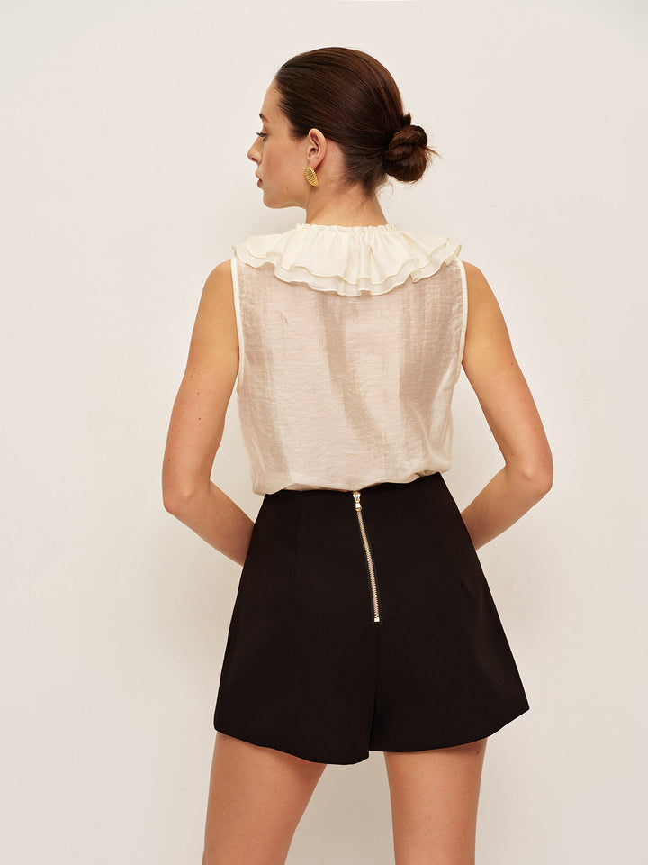 High-Waist Zweireihige Knopfshorts