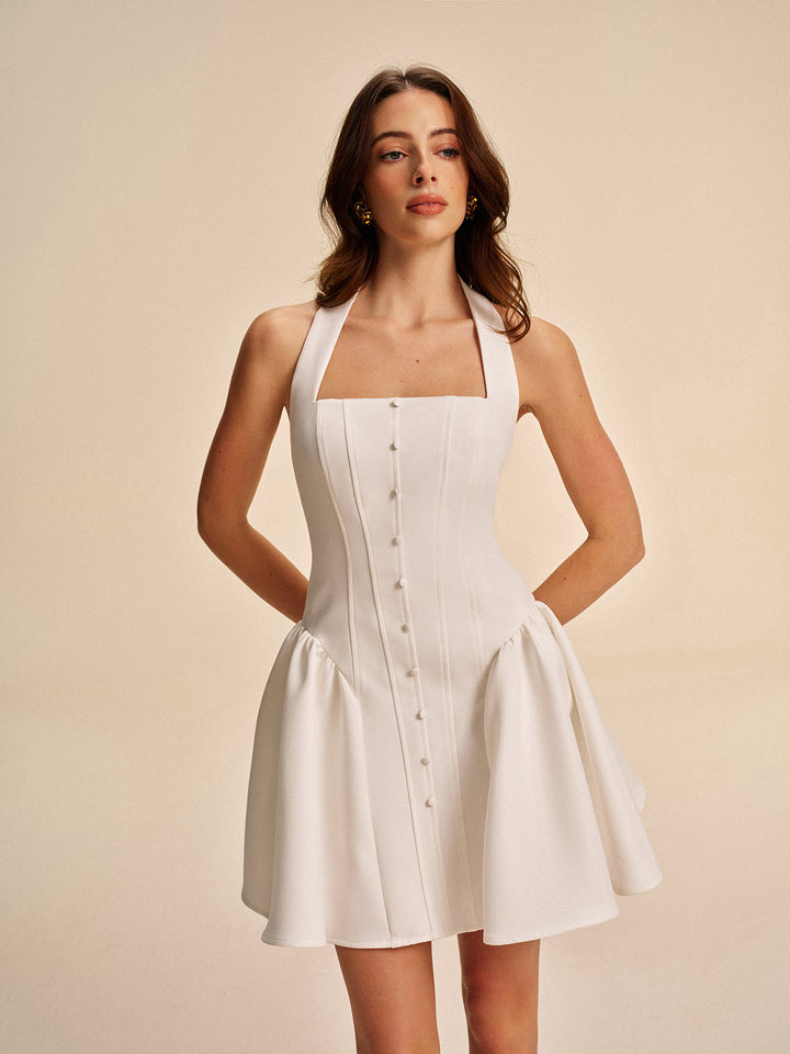 Button Detail Kleid mit Neckholder