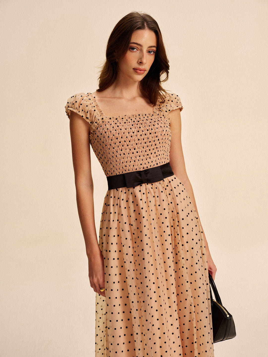 Kleid mit Polka Dots und abnehmbarem Gürtel