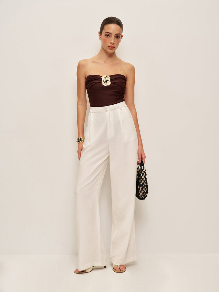Metalldetail Twist-Front-Badeanzug