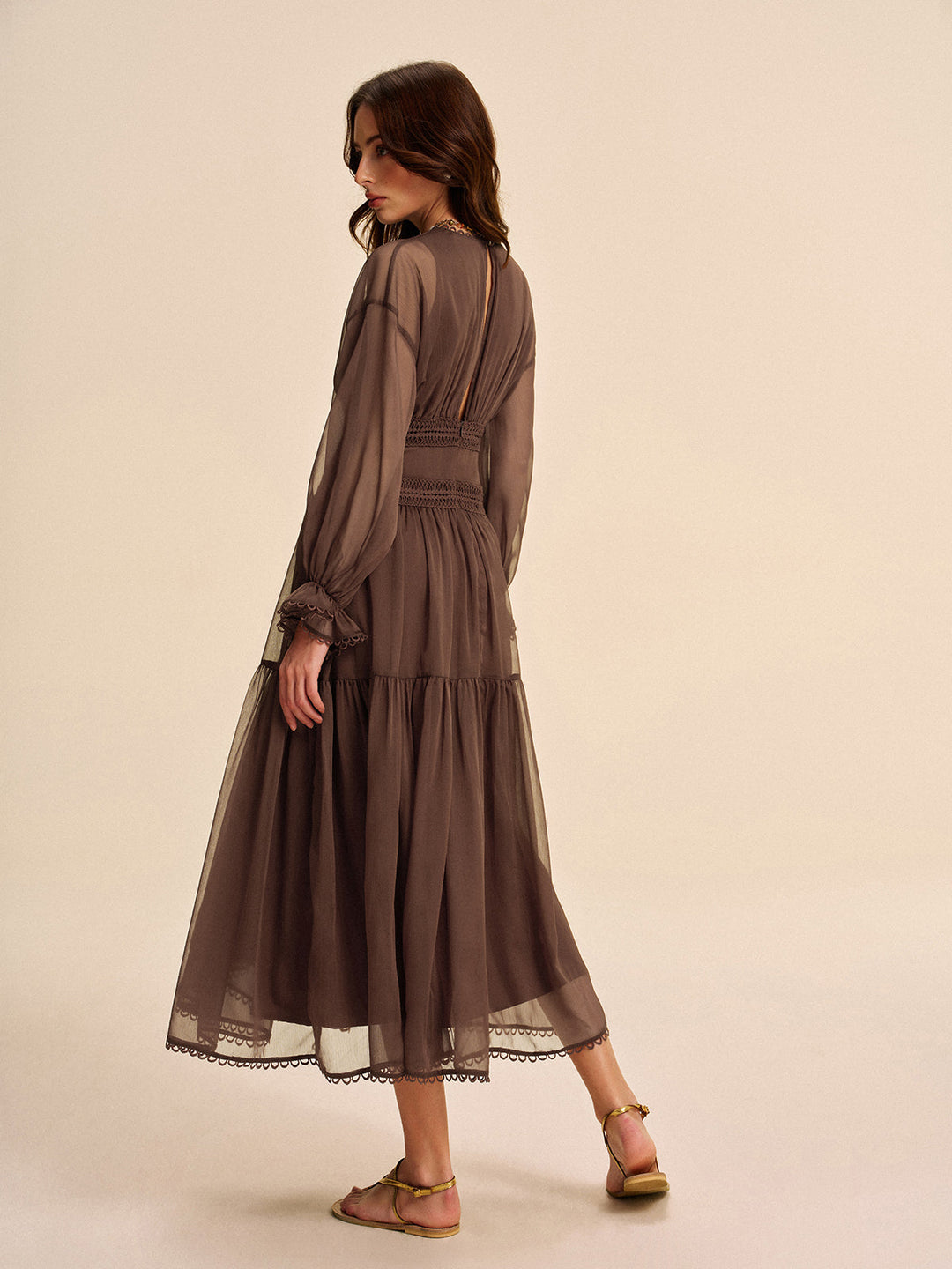 Boho Halb-transparente Chiffon-Kleid