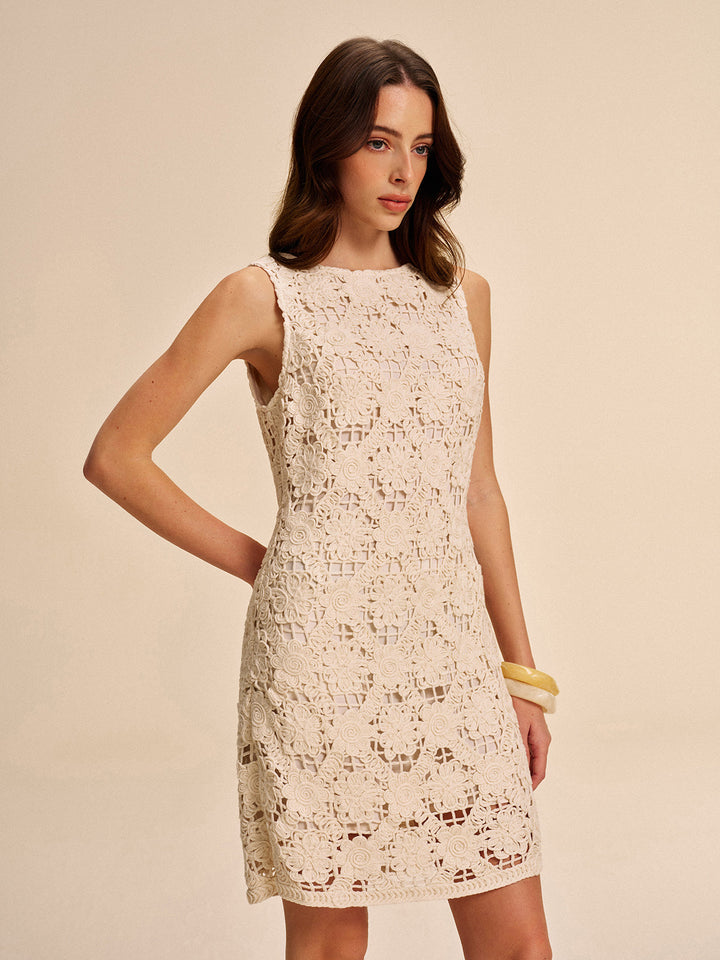 Lace Back-Tie Sleeveless Dress