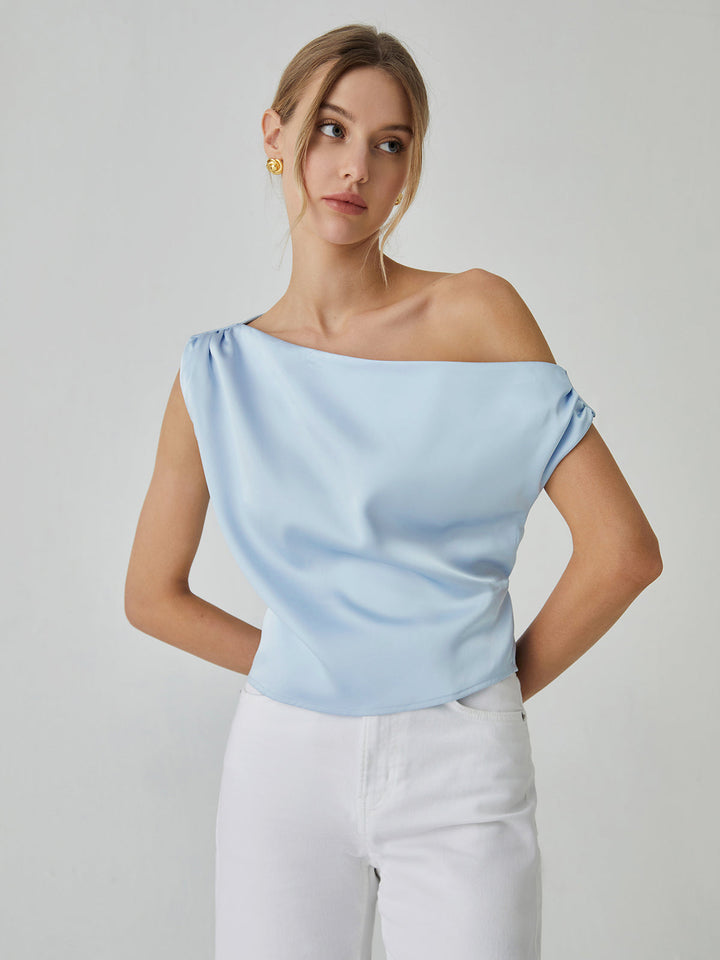 One-Schulter-Bluse mit Knoten
