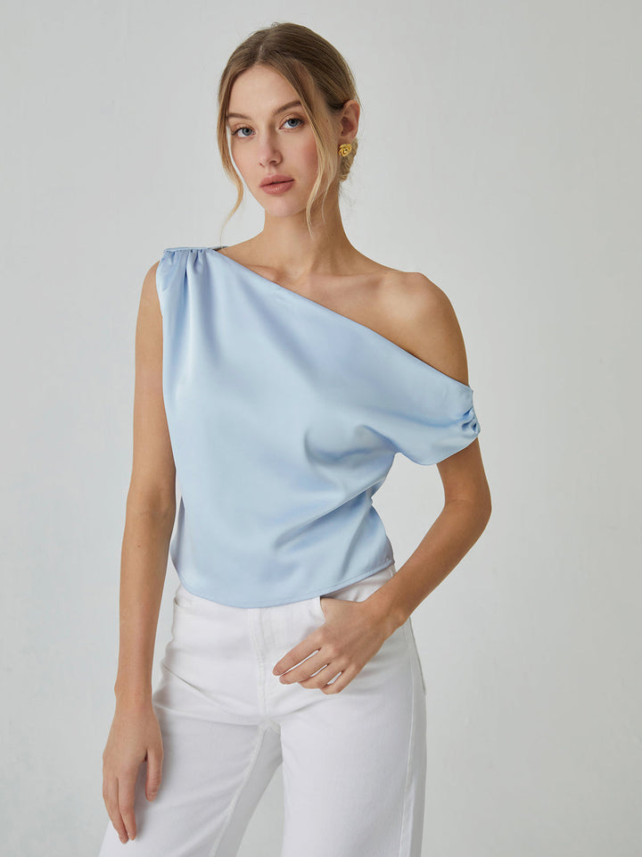 One-Schulter-Bluse mit Knoten