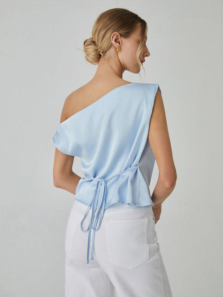 One-Schulter-Bluse mit Knoten