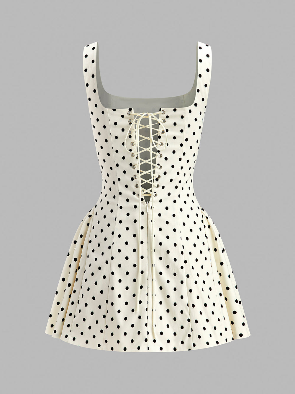 Kleid mit Schnürung am Rücken und Polka-Dot-Muster