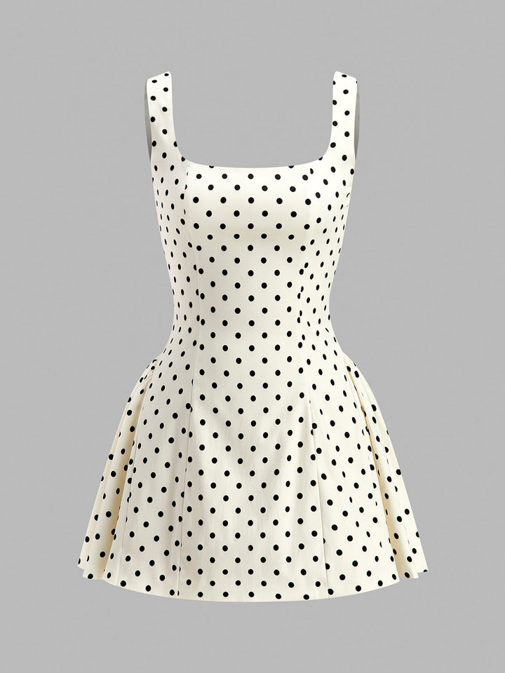 Kleid mit Schnürung am Rücken und Polka-Dot-Muster