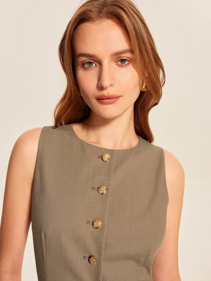 Asymmetrische Weste mit Knopfdetail und Tasche