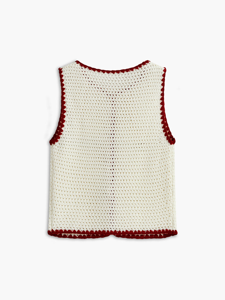 Button-Up Kontrast-Häkelweste