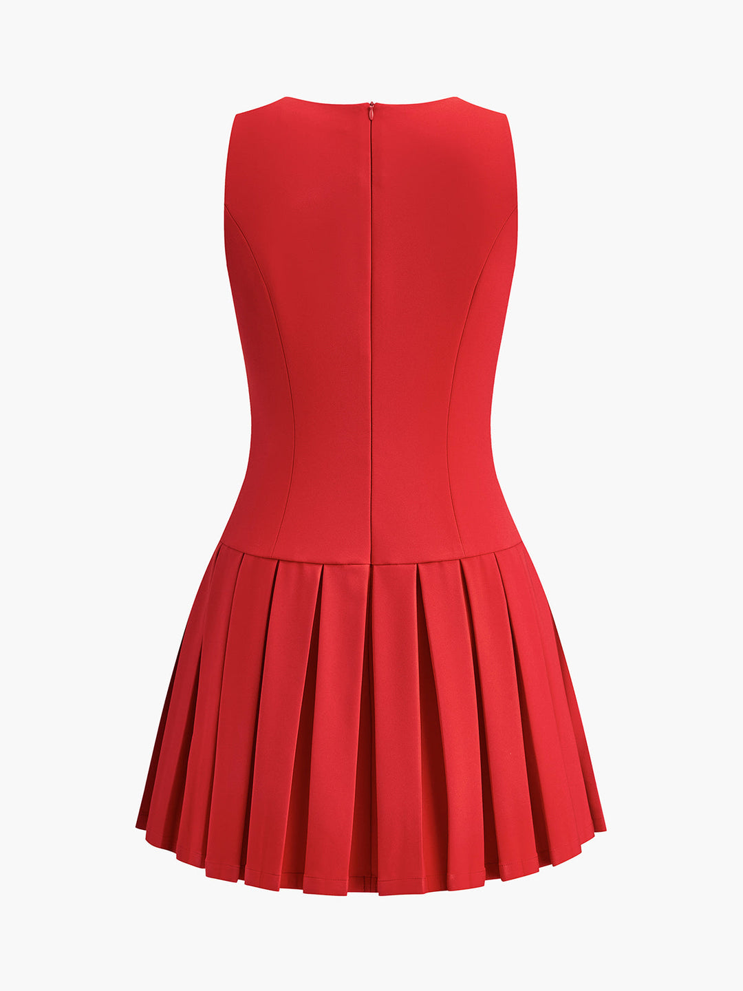 Metallknopf-Falten-Strickkleid