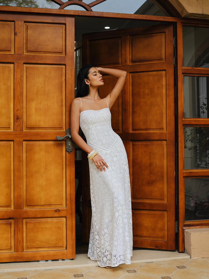 Spitzen-Kleid mit Spaghettiträgern