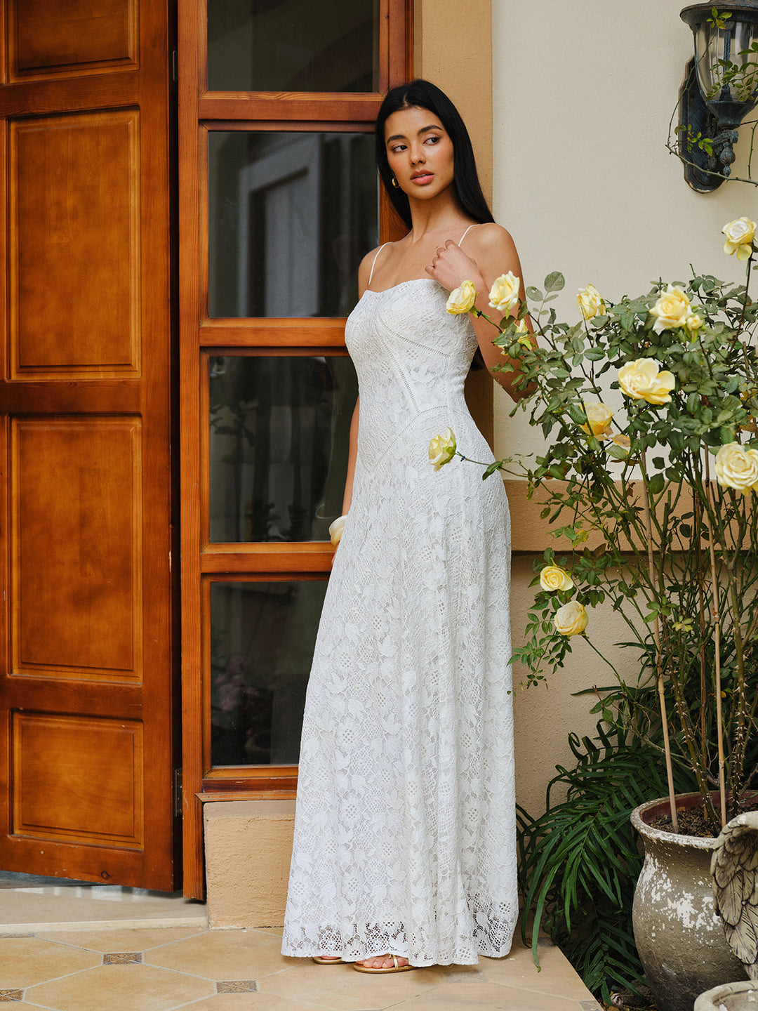 Spitzen-Kleid mit Spaghettiträgern