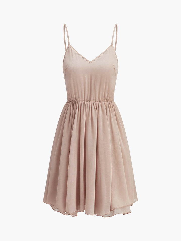 Halbdurchsichtiges Chiffon-Rüschenkleid mit Außencape