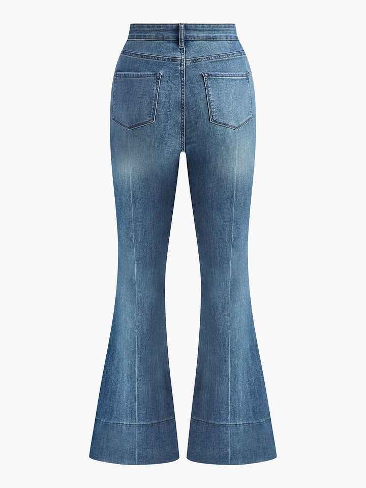 Gewaschene Slim Draped Denim Hose