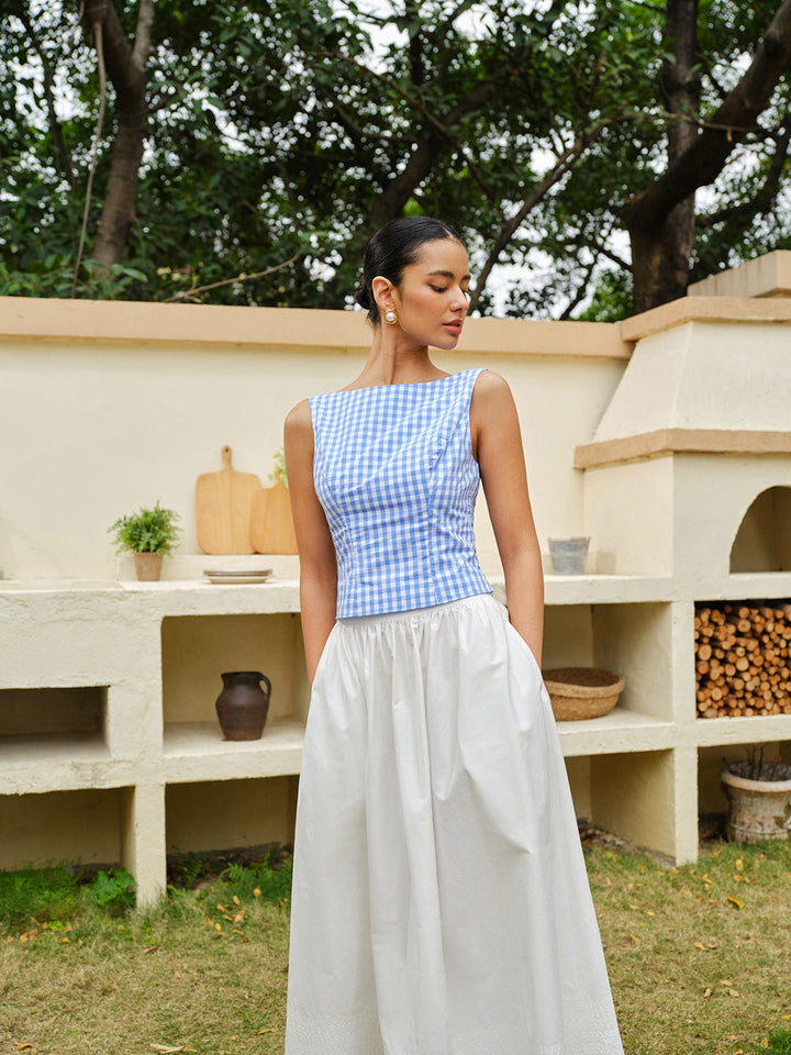Checkerboard Schleife-Rücken Crop Top