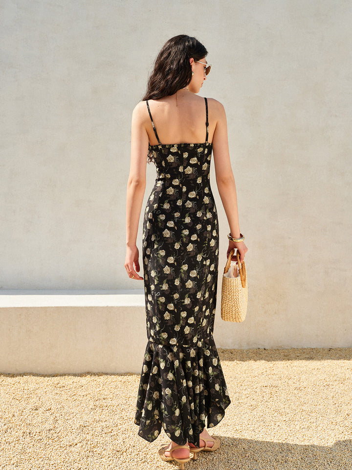 Blumenkleid mit Rüschensaum
