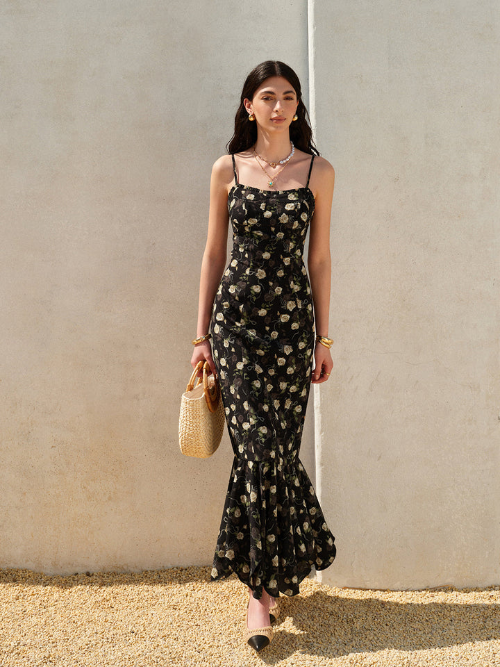 Blumenkleid mit Rüschensaum