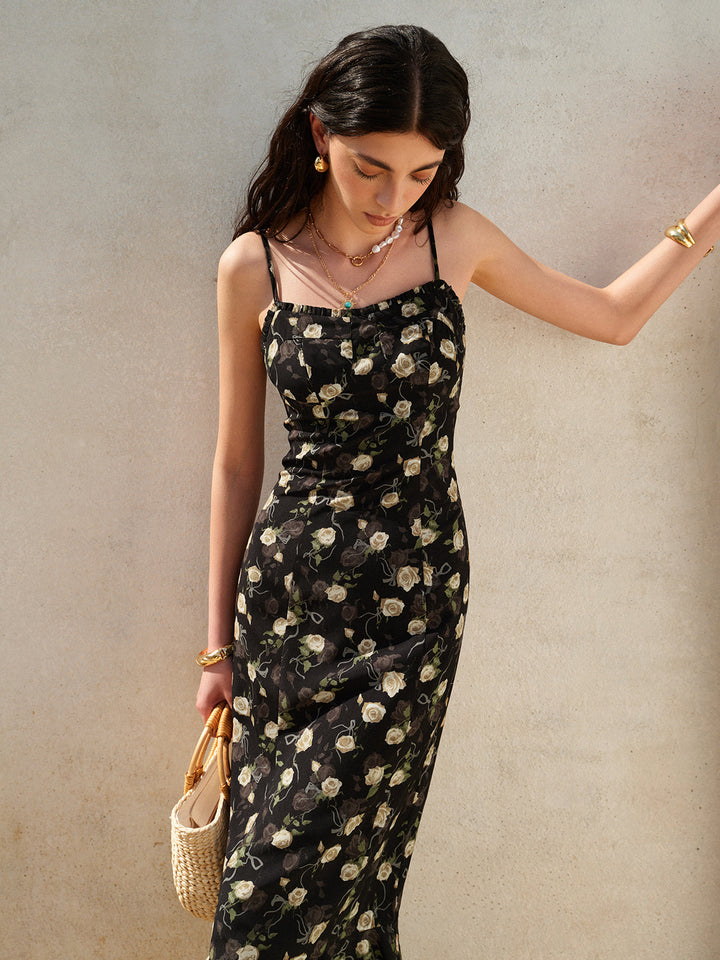 Blumenkleid mit Rüschensaum