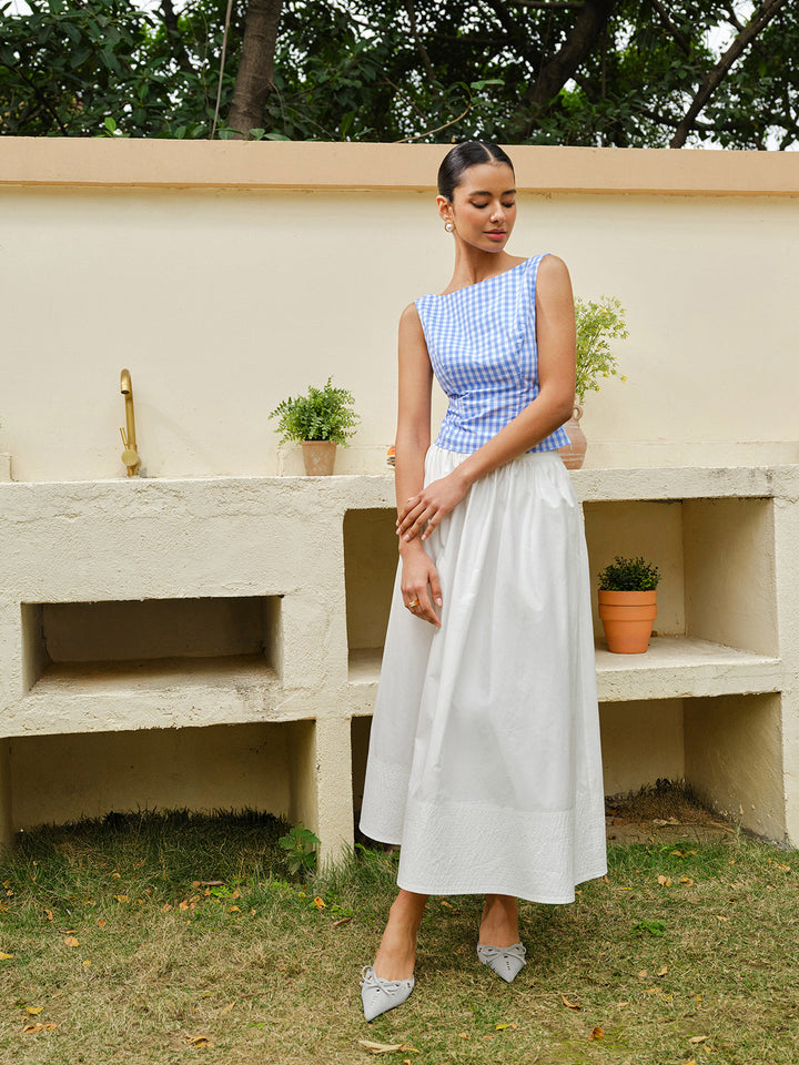 Checkerboard Schleife-Rücken Crop Top