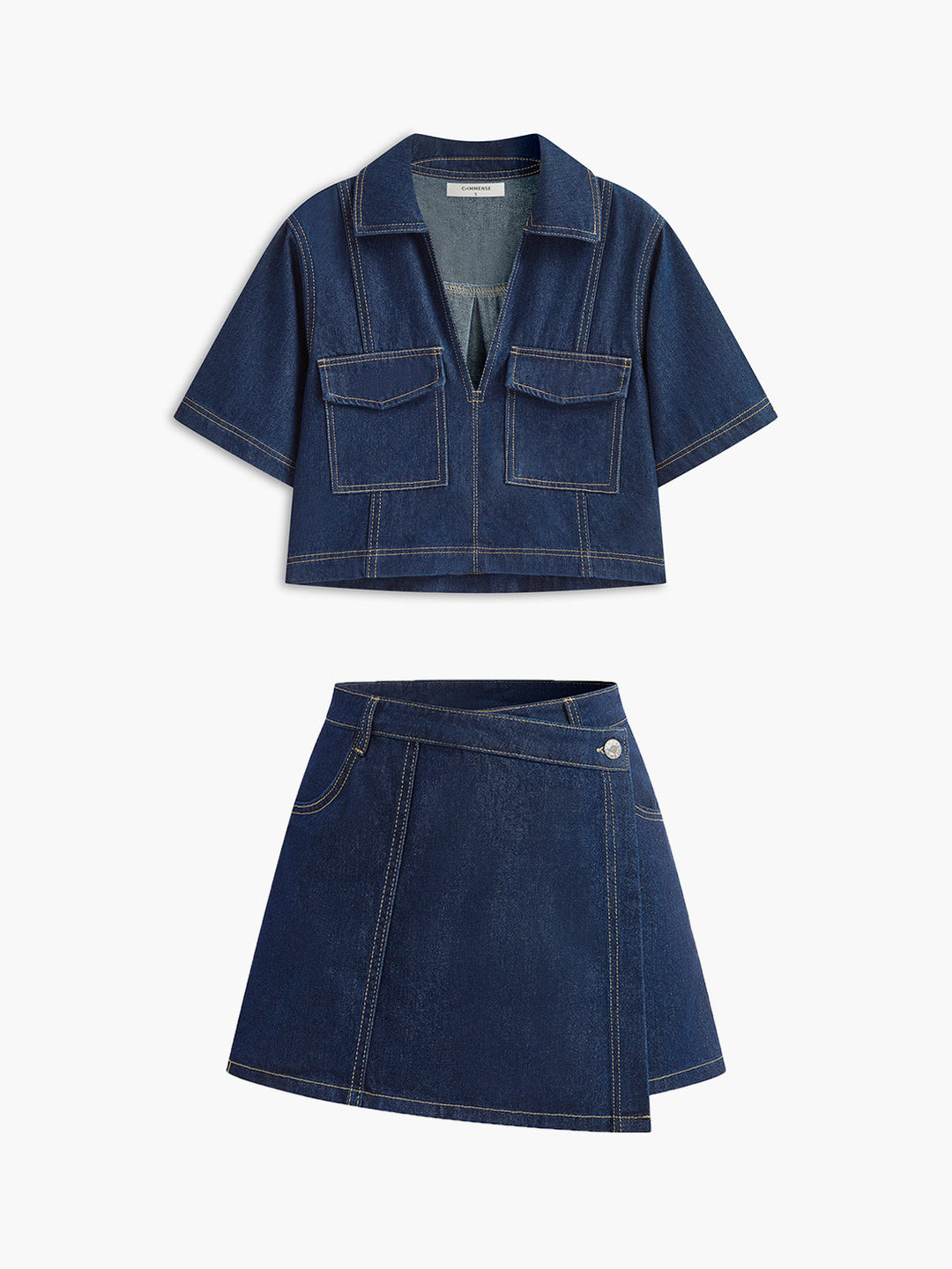 Denim-Shorts-Set mit Taschen-Detail
