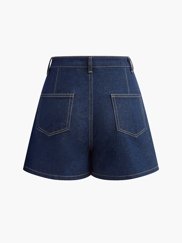 Denim-Shorts-Set mit Taschen-Detail