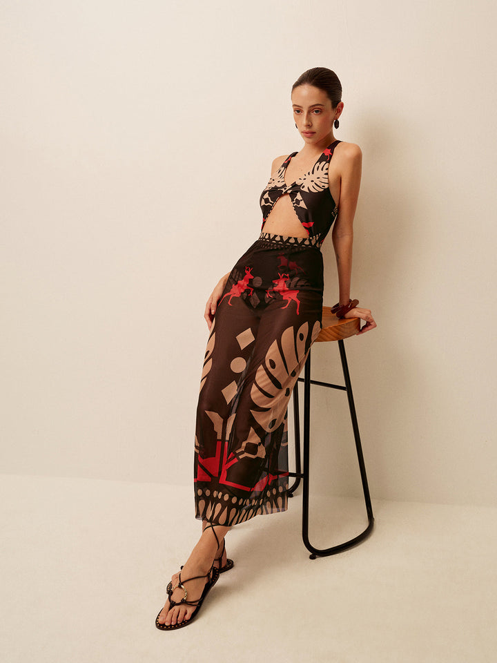 Bedruckter Sarong-Rock