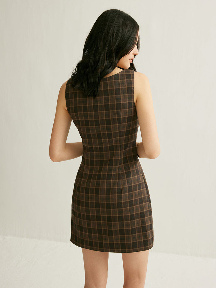 Karo-Knoten-Ärmelloses kurzes Kleid
