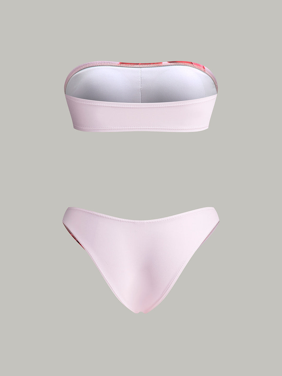 Geblümter Bandeau-Bikini mit Überwurfrock