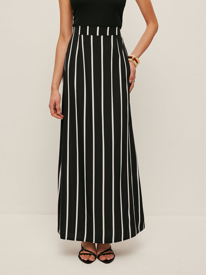 High Neck Asymmetric Panel Stripe Rock Set