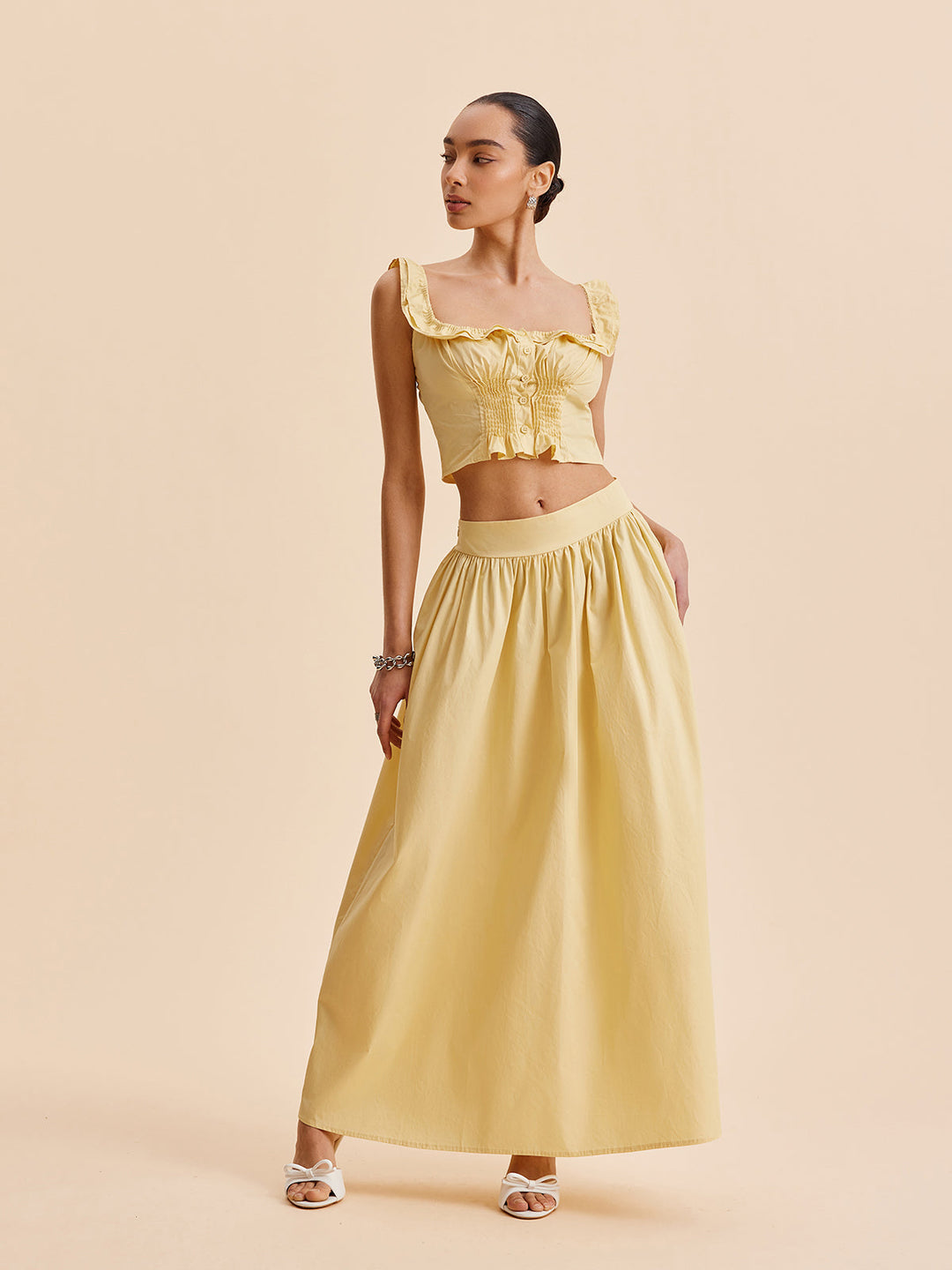 Rüschen-Crop-Top-Rock-Set