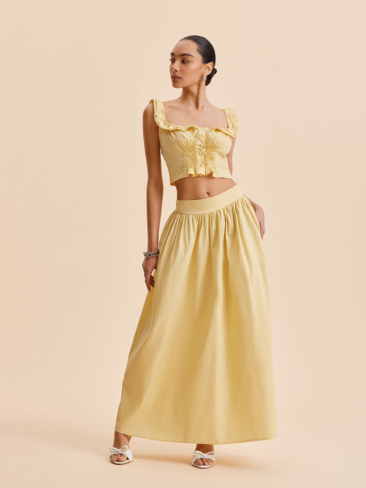 Rüschen-Crop-Top-Rock-Set