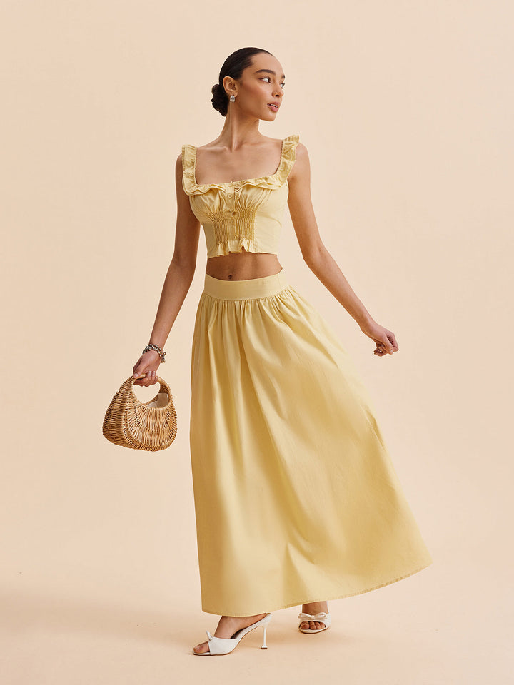 Rüschen-Crop-Top-Rock-Set