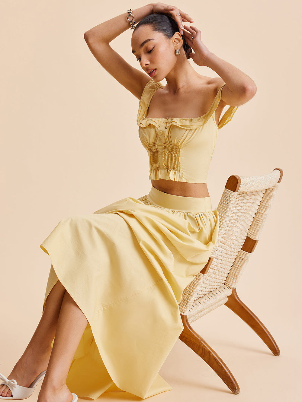 Rüschen-Crop-Top-Rock-Set