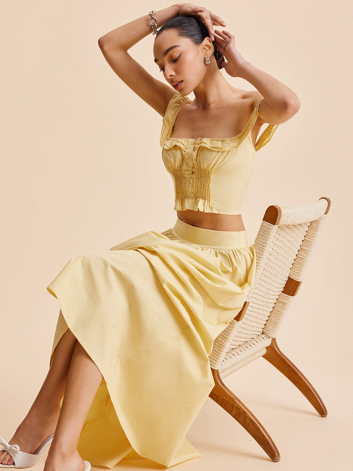Rüschen-Crop-Top-Rock-Set