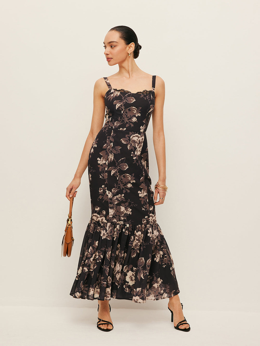 Chiffon Blumen Rüschenkleid