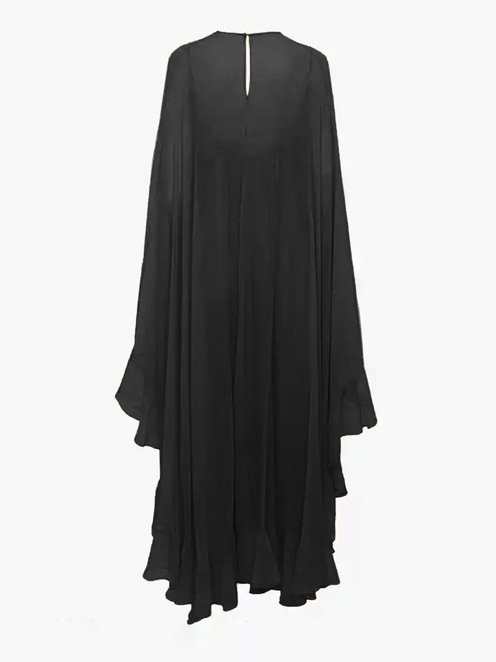 Halbdurchsichtiges Chiffon-Kleid mit Umhang