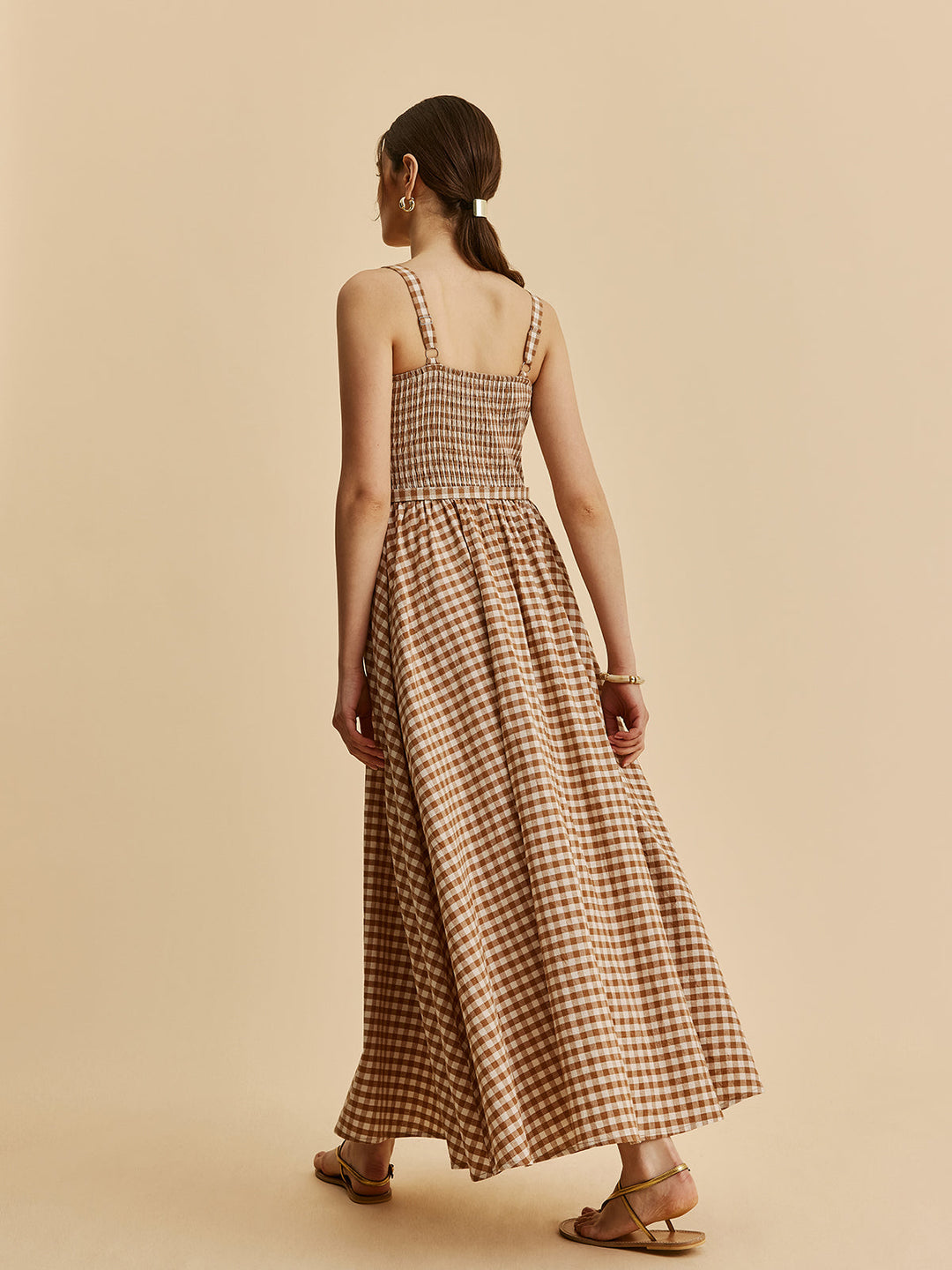 Gingham Gürteltaschen-Kleid