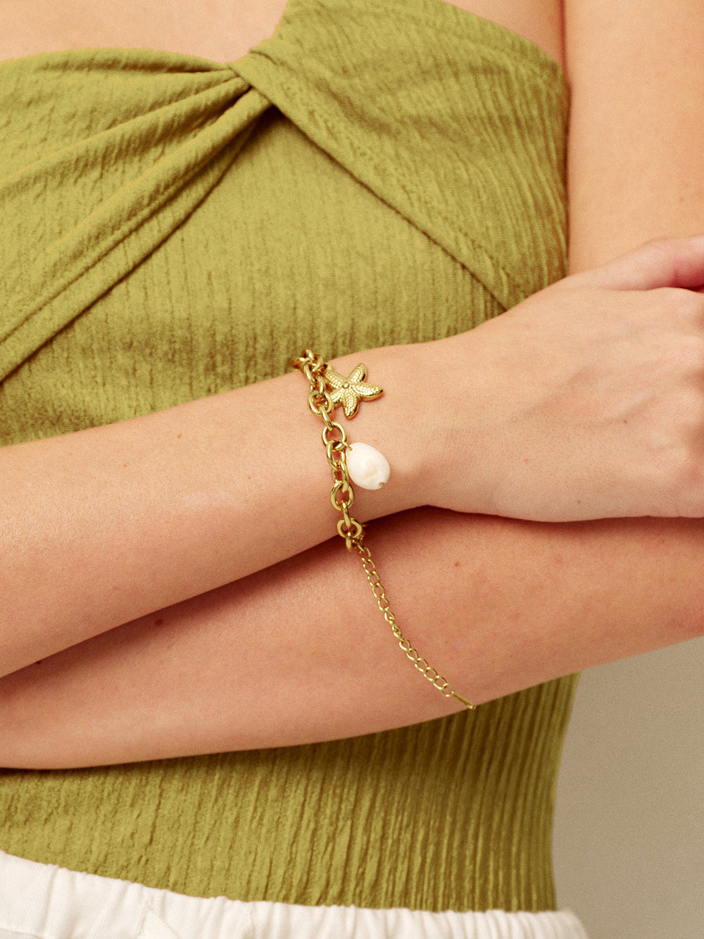 Goldketten-Muschel-Armband