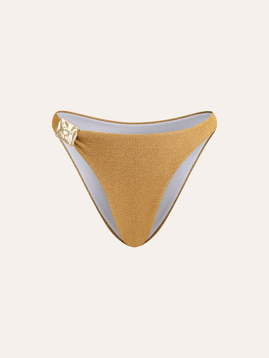 Goldfarbene Bikinihose mit Metalldetail