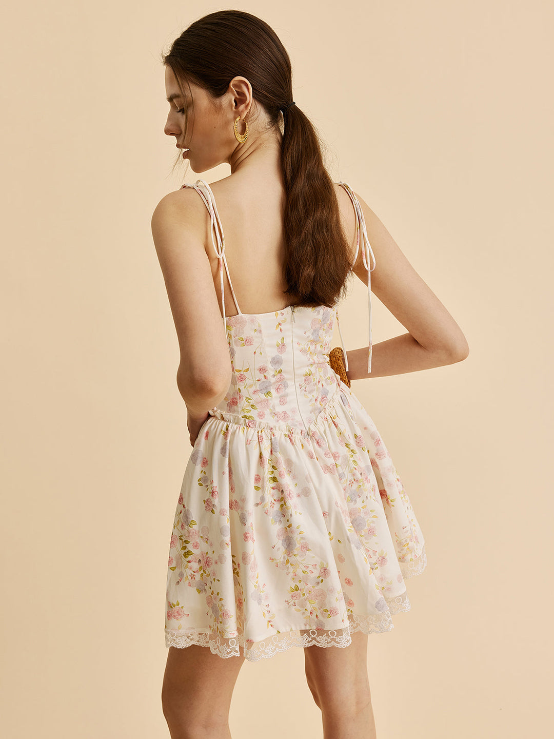 Rückenfrei Blumenkorsett Kleid