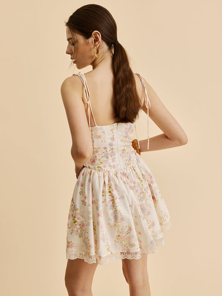 Rückenfrei Blumenkorsett Kleid