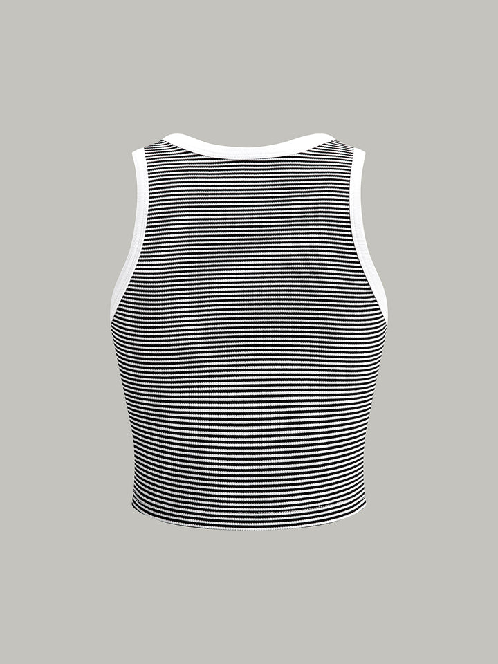 Gestreifter Rundhals-Tanktop