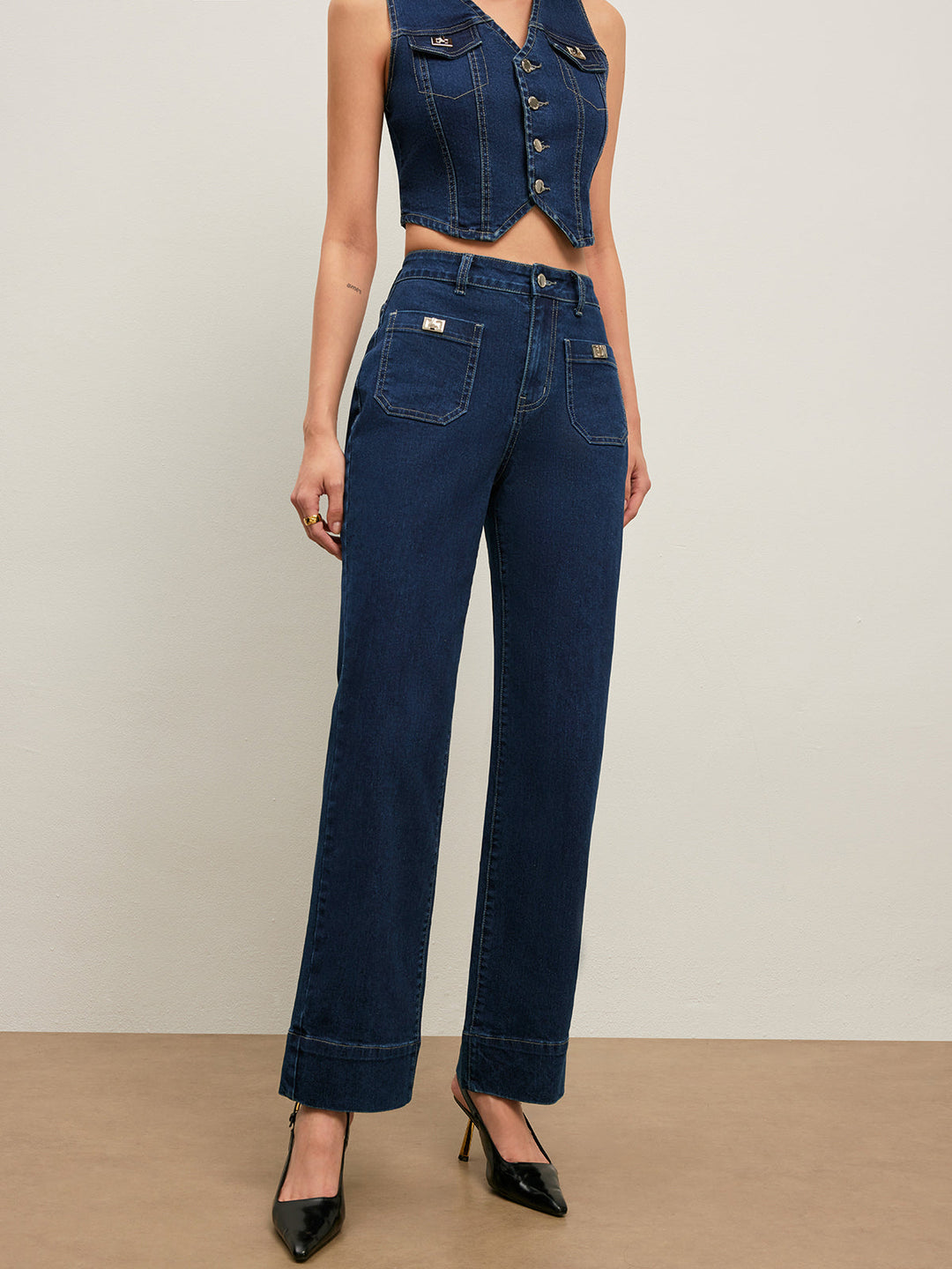 Klassische High-Waist Straight-Leg Jeans