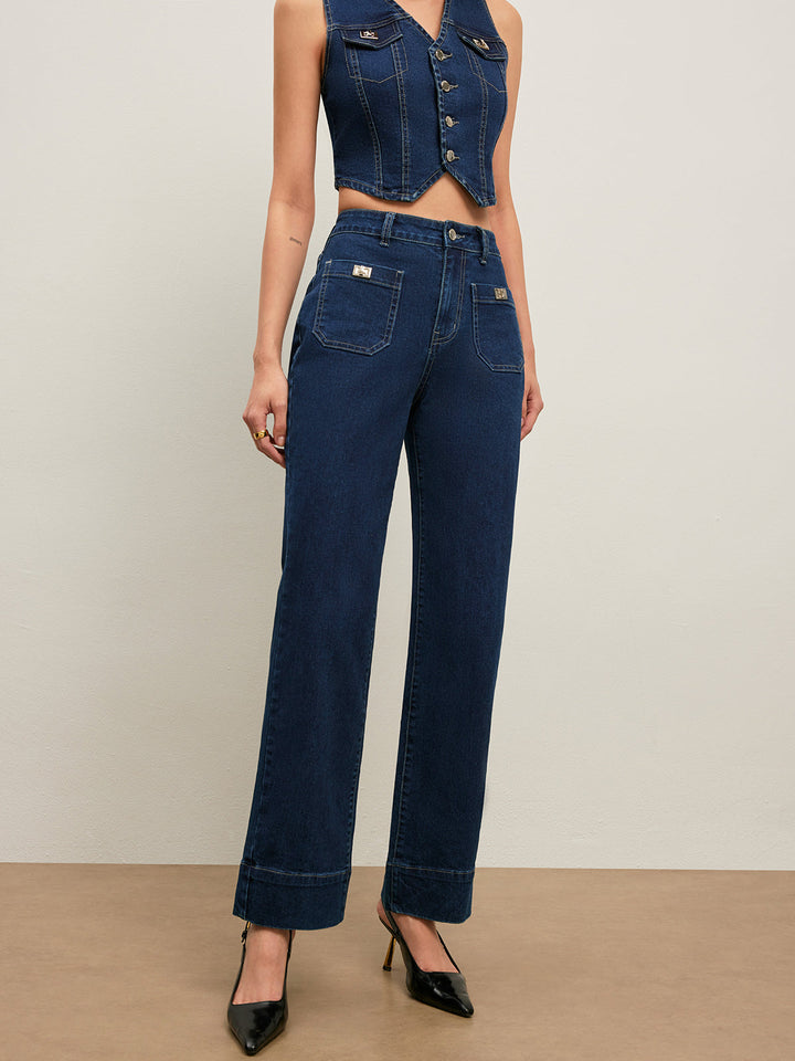 Klassische High-Waist Straight-Leg Jeans