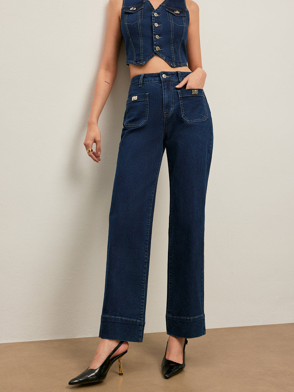 Klassische High-Waist Straight-Leg Jeans