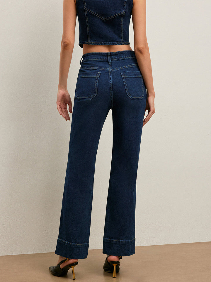 Klassische High-Waist Straight-Leg Jeans